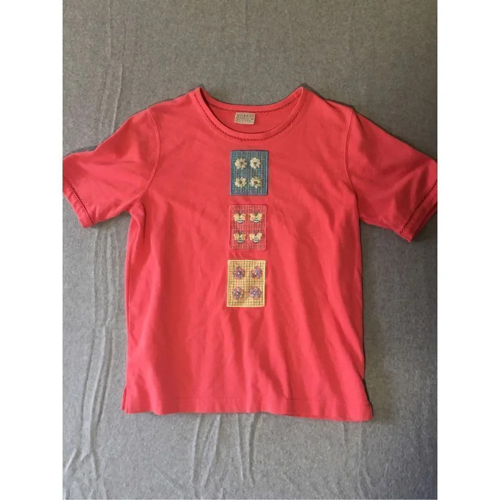 Womens Koret Francisca Petites Shirt Patchwork Flowers Pink Yellow Trendy